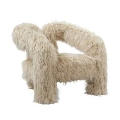 Freyja Ivory Faux Fur Accent Chair -Furniture Store 30927328 alt02