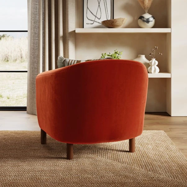 Polly Velvet Wooden Arm Tub Chair 10 Polly Velvet Wooden Arm Tub Chair - Image 10