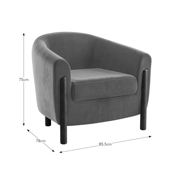 Polly Velvet Wooden Arm Tub Chair 16 Polly Velvet Wooden Arm Tub Chair - Image 16