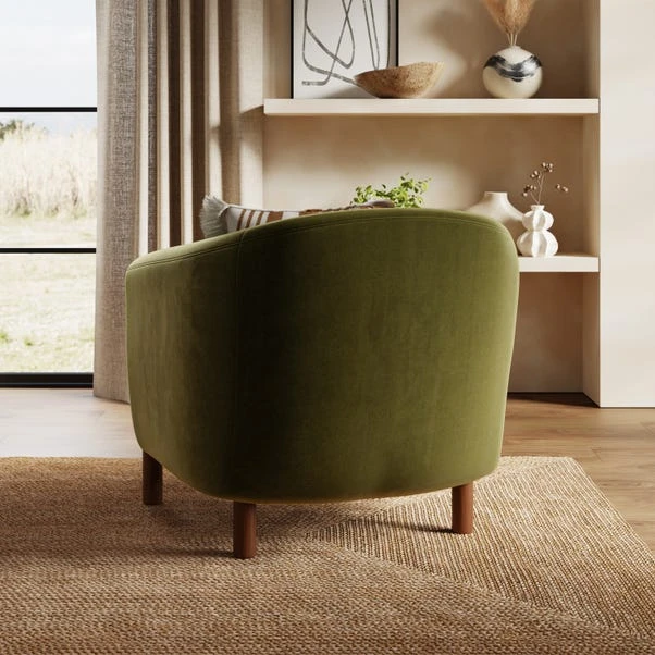 Polly Velvet Wooden Arm Tub Chair 2 Polly Velvet Wooden Arm Tub Chair - Image 2