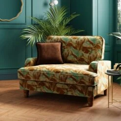Beatrice Luxe Palm Velvet Snuggle Chair