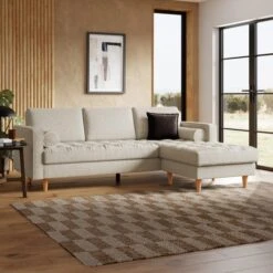 Zoe Boucle Fleck Corner Chaise Sofa -Furniture Store 30927549
