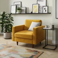 Zoe Plain Velvet Armchair -Furniture Store 30927556