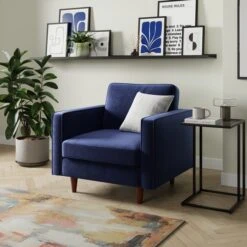Zoe Plain Velvet Armchair -Furniture Store 30927560