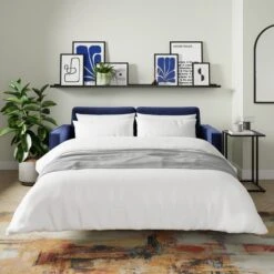 Zoe Plain Velvet 3 Seater Sofa Bed -Furniture Store 30927563