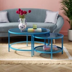 Sofia Glass Coffee Nest Of Tables -Furniture Store 30928198