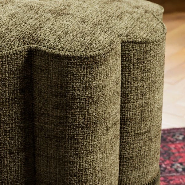 Flower Tassel Distressed Chenille Footstool 2 Flower Tassel Distressed Chenille Footstool - Image 2