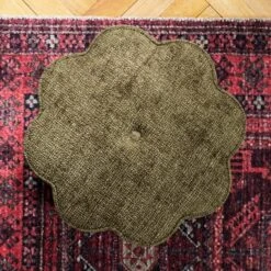 Flower Tassel Distressed Chenille Footstool 11 Flower Tassel Distressed Chenille Footstool -Furniture Store 30930268 alt03