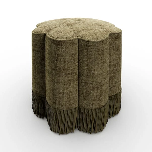 Flower Tassel Distressed Chenille Footstool 6 Flower Tassel Distressed Chenille Footstool - Image 6