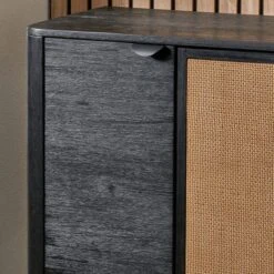 Fiji 4 Door Sideboard, Acacia Wood And Rattan -Furniture Store 30931601 alt04