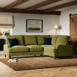 Beatrice Velvet Olive Corner Sofa -Furniture Store 30931697