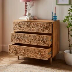 Jules Hand Carved 3 Drawer Chest -Furniture Store 30931913 alt02