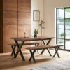 Ezra 6 Seater Rectangular Dining Table With 2 Benches