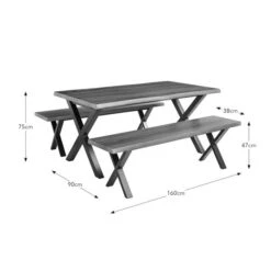 Ezra 6 Seater Rectangular Dining Table With 2 Benches -Furniture Store 30933377 alt09