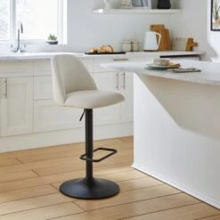 Delaney Adjustable Height Bar Stool, Boucle