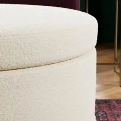 Round Tassel Boucle Storage Pouffe -Furniture Store 30933892 alt04