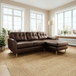 Sven Classic Leather Large Corner Chaise Sofa -Furniture Store 30938081
