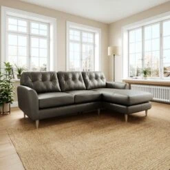 Sven Classic Leather Large Corner Chaise Sofa -Furniture Store 30938116