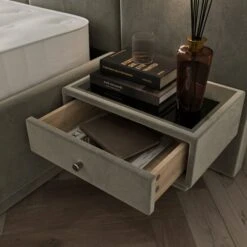 Oversized Ottoman Hotel Bed Frame, Velvet -Furniture Store 30948503 alt02