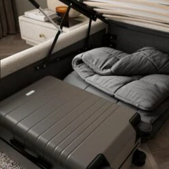 Oversized Ottoman Hotel Bed Frame, Boucle -Furniture Store 30948507 alt03