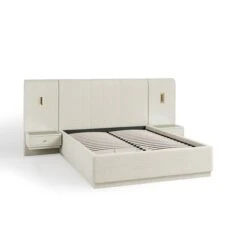 Oversized Ottoman Hotel Bed Frame, Boucle -Furniture Store 30948507 alt05