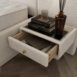 Oversized Ottoman Hotel Bed Frame, Boucle -Furniture Store 30948511 alt02