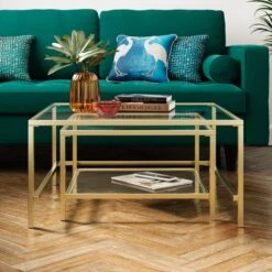 Sofia Glass Nest Of Square Coffee Tables -Furniture Store 30958630 alt01