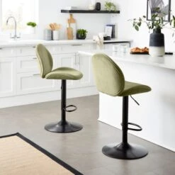 Jayde Adjustable Bar Stool, Velvet -Furniture Store 30958646 alt01