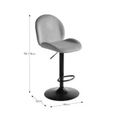Jayde Adjustable Bar Stool, Velvet -Furniture Store 30958646 alt09