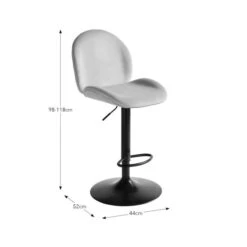 Jayde Adjustable Bar Stool, Velvet -Furniture Store 30958647 alt09