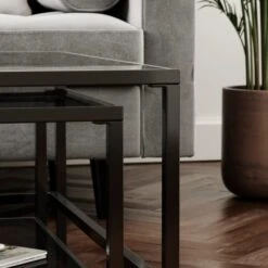 Sofia Glass Nest Of Square Coffee Tables -Furniture Store 30958665 alt02