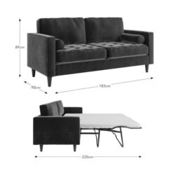 Zoe Casual Sit Velvet 3 Seater Sofa Bed -Furniture Store 30959051 alt09