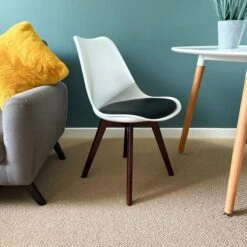 Fusion Living Soho White Plastic Dining Chair With Squared Legs -Furniture Store 30960291