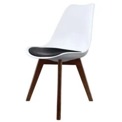 Fusion Living Soho White Plastic Dining Chair With Squared Legs -Furniture Store 30960291 alt01