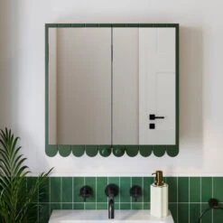 Scallop Mirror Wall Cabinet -Furniture Store 30963058