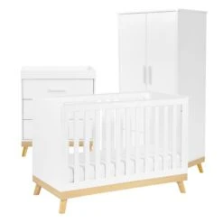 Babymore Mona Mini 3 Piece Nursery Room Set, White -Furniture Store 30964224 alt05