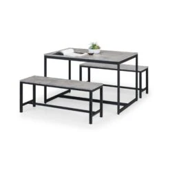 Return - Staten 2 Seater Dining Bench, Grey, 121cm -Furniture Store 30968698 alt03