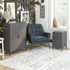 Return - Bradford Metal Locker End Table, Grey -Furniture Store 30977125 alt02
