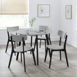 Return - Casa 4 Seater Round Dining Table, Grey And Black