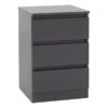 Return - Walker 3 Drawer Bedside Table, Grey