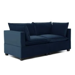 Moda 2 Seater Modular Sofa, Navy Velvet -Furniture Store 60217229 alt02