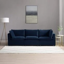 Moda 3 Seater Modular Sofa, Navy Velvet