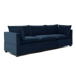 Moda 3 Seater Modular Sofa, Navy Velvet -Furniture Store 60217237 alt02