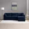 Moda 3 Seater Modular Sofa With Chaise, Navy Velvet