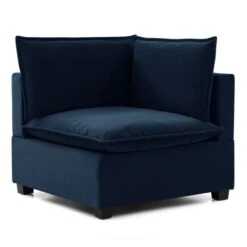 Moda 3 Seater Modular Sofa With Chaise, Navy Velvet -Furniture Store 60217241 alt02